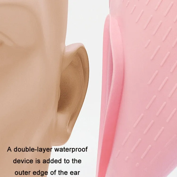 WAVE Waterproof Solid Color Ear Guard Silicone Swimming Cap, Color: Colorful Blue